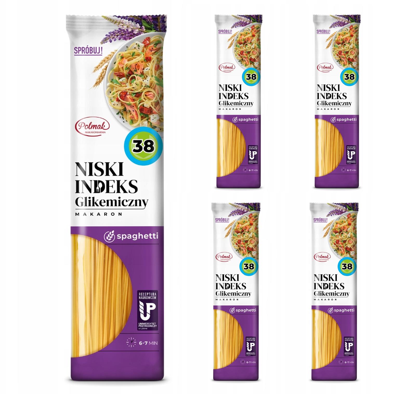 Makaron spaghetti Niski IG 38 POLMAK 250g 5 sztuki