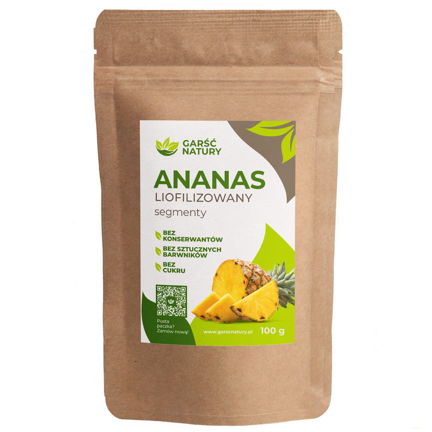 Ananas liofilizowany segmenty 100g  bez cukru
