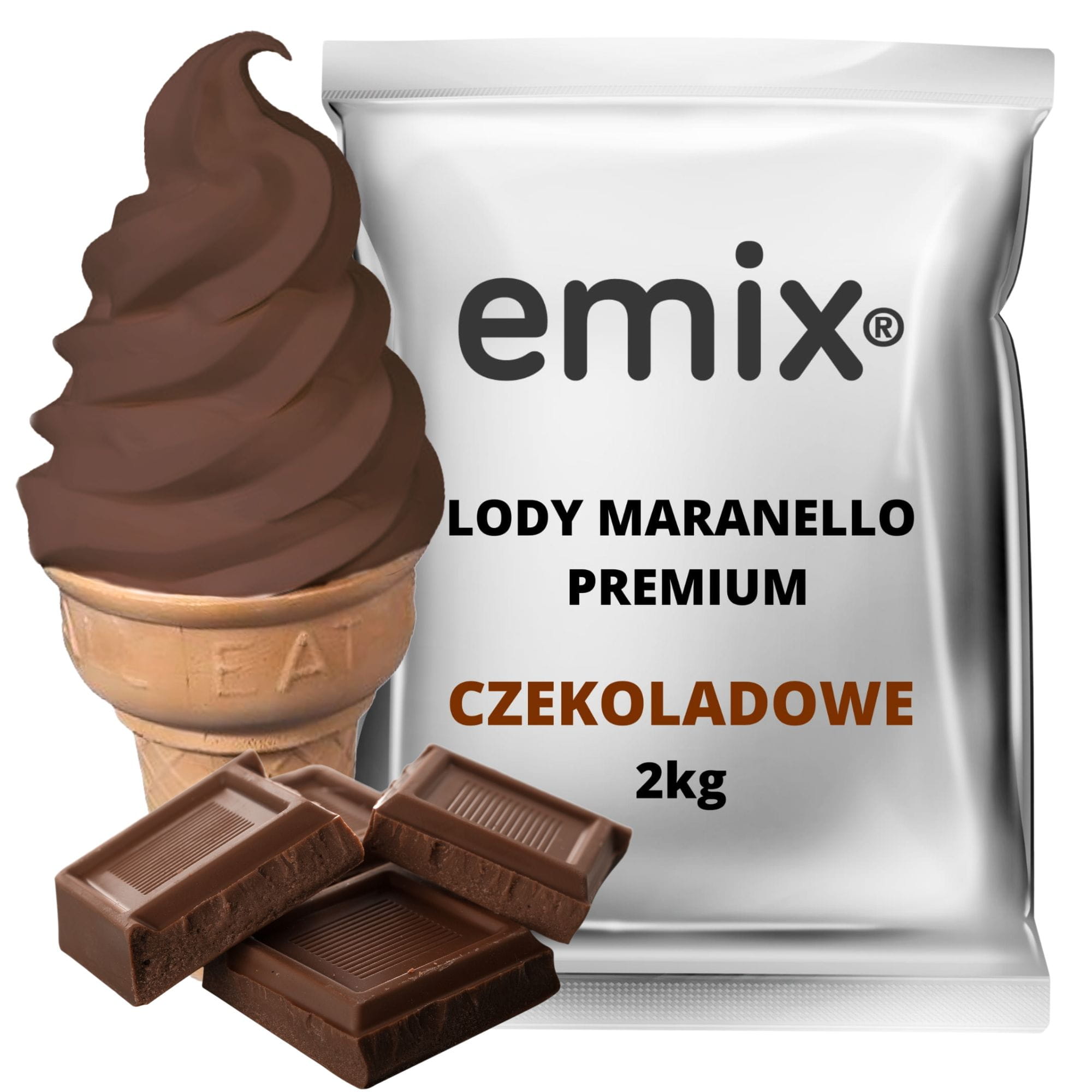 Lody Włoskie czekoladowe  2kg Emix Maranello premium mieszanka w proszku