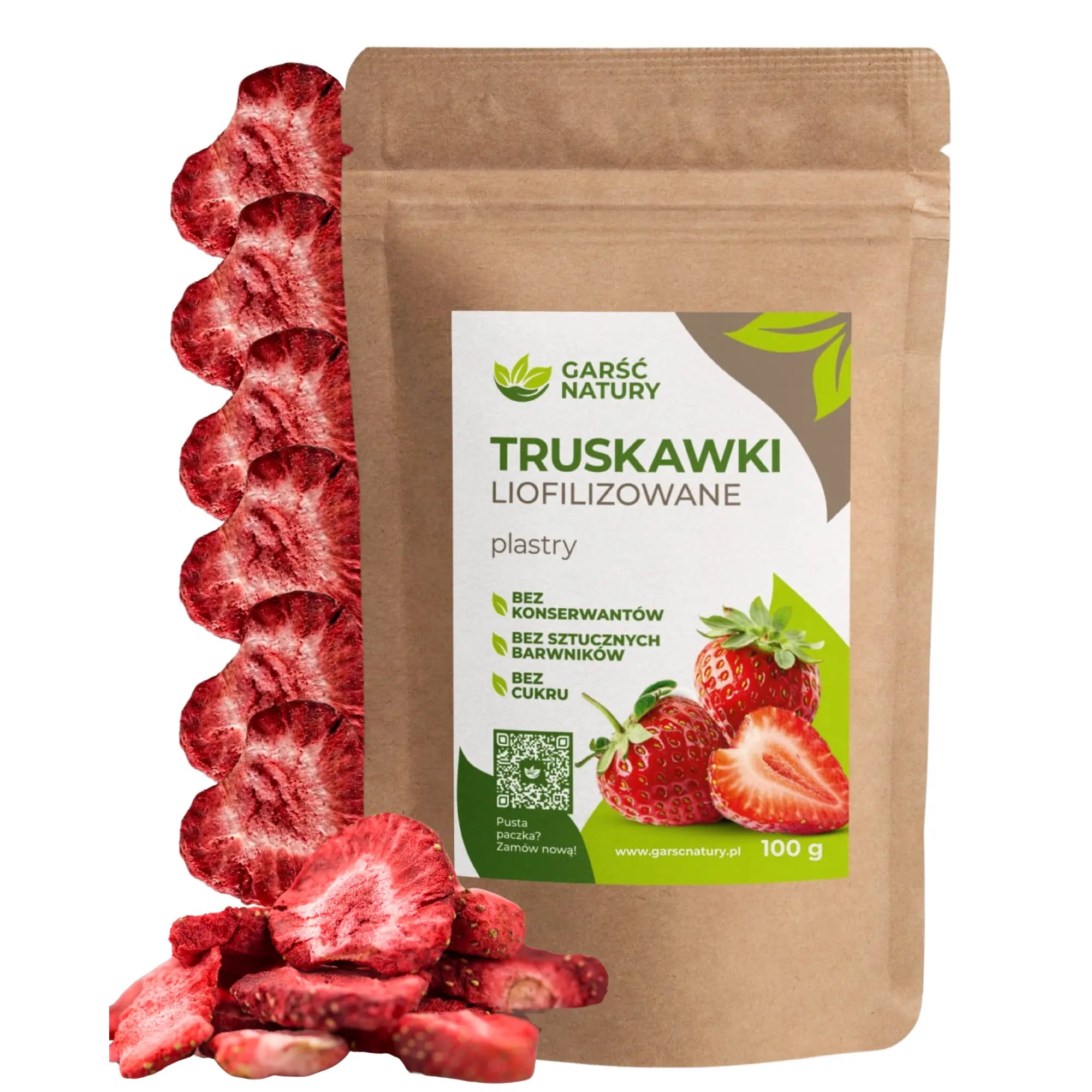 Truskawki liofilizowane plastry Garść Natury 100g