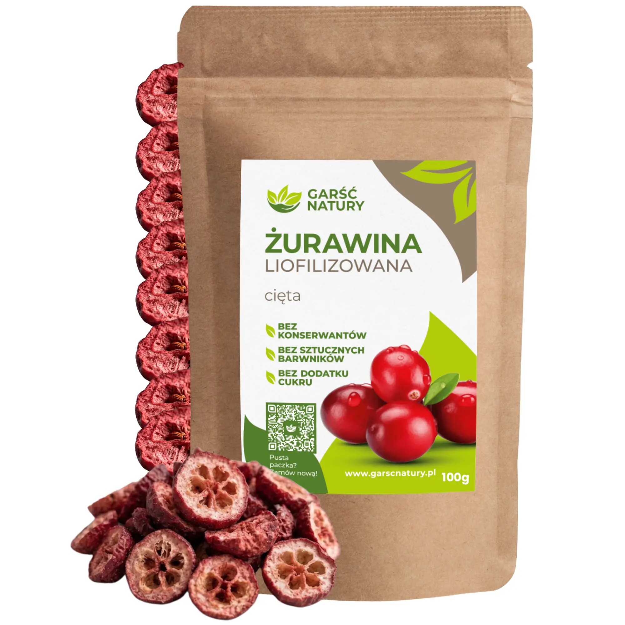 Żurawina liofilizowana cięta Garść Natury 100g