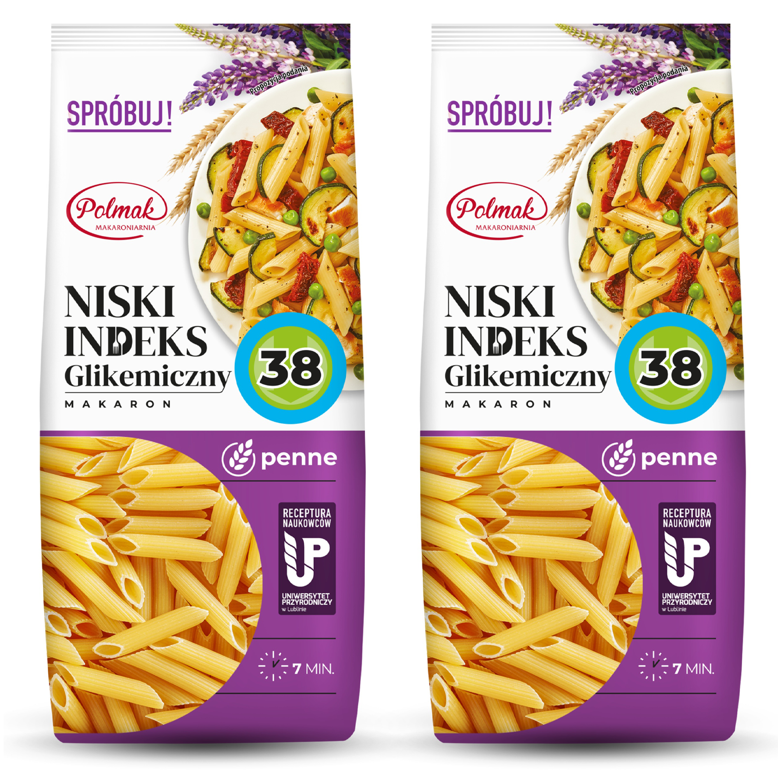 Makaron Penne Niski IG 38 POLMAK 250g  2 sztuki